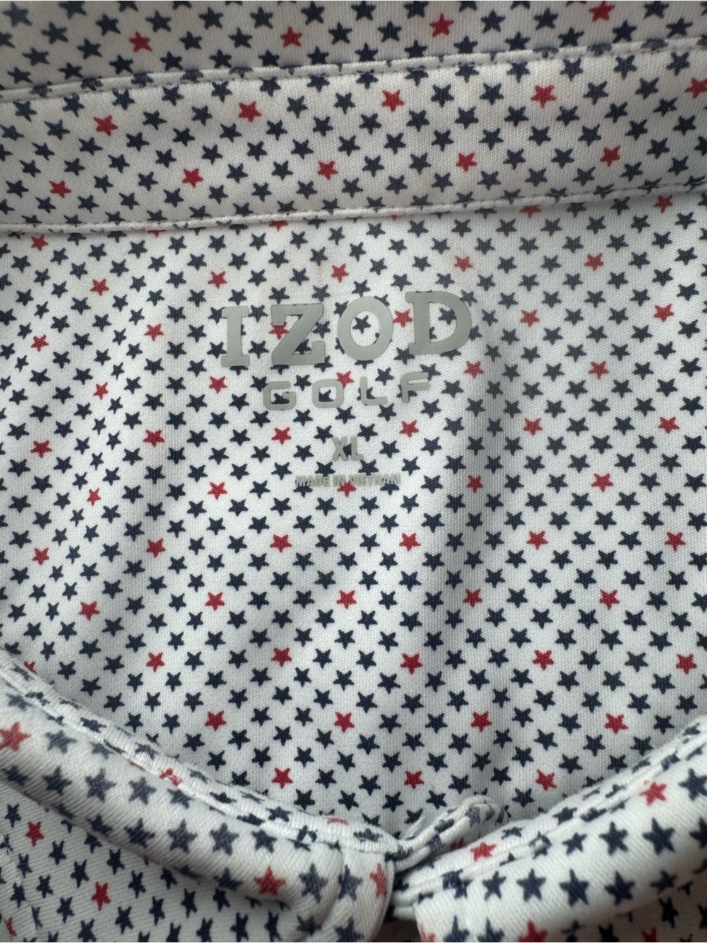 IZOD Golf Performance Stretch Polo Shirt Men’s XL Grey Star Print Athletic Tee - Picture 3 of 5